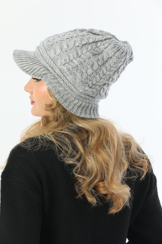 Siperli Çift Kat Gri Triko Örme Bere Gri