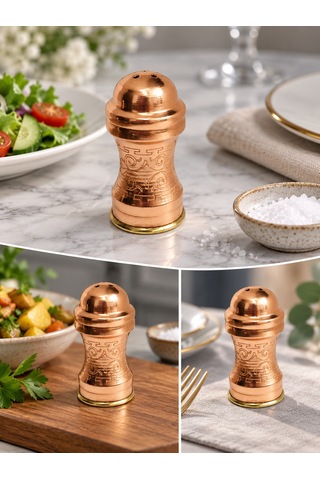 Aura Copper El İşlemeli Bakır Tuzluk Dekoratif Sofra Tuzluğu Ve Baharatlık Ac-tz-002