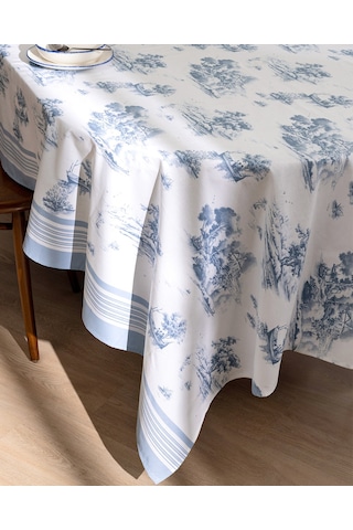 Madame Coco Vorem Pamuklu Masa Örtüsü - Mavi - 160x200 Cm 8684427229040 Mavi