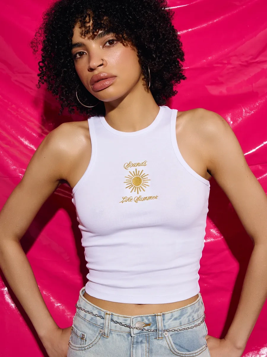 Tvoe Nakışlı Yazlık Atlet 432473419 Beyaz