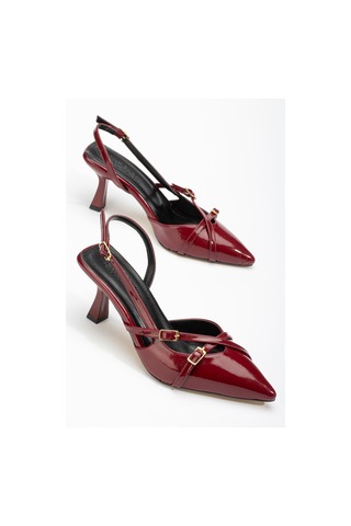 St-005 Bordo Rugan Günlük 7 Cm Topuklu Bayan Ayakkabı Bordo