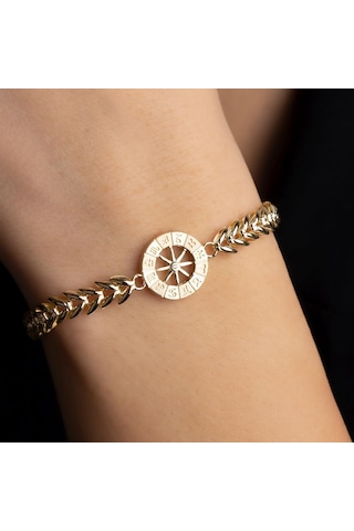 Altın Pusula Bileklik BL0050 Sarı Altın