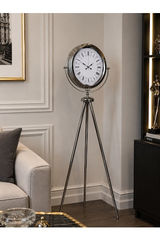 Büro Ev Ofis Dekoru İçin 150x45cm Krom Metal Saray Zarafeti Tripod Ayaklı Saat Diğer