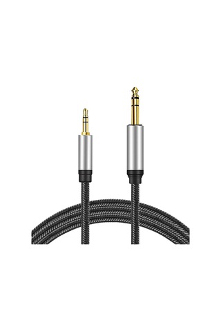 Mp3 Çalar Hoparlör Bilgisayar Akıllı Telefon İçin Naylon Örgülü 6.35mm Trs Stereo Ses Kablosu