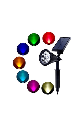 Çok Renkli 7 Led’Li Solar Güneş Enerjili Kazıklı Bahçe Aydınlatma