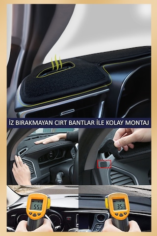 Toyota Corolla 2018+ Torpido Koruma Halısı Siyah Kenar