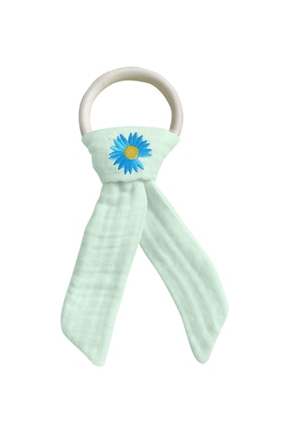 Pamuk Muslin Bebek Diş Kaşıyıcı Yıkanabilir Ahşap Desenli Mnt Mint Yeşili