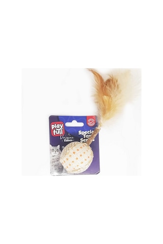 Playfull Ahşap Hasır Tüylü Kedi Oyuncağı 17 Cm
