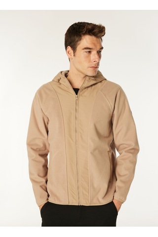 Jeep Bej Erkek Kapüşon Relaxed Düz Polar Sweatshırt C4wm-swt4268