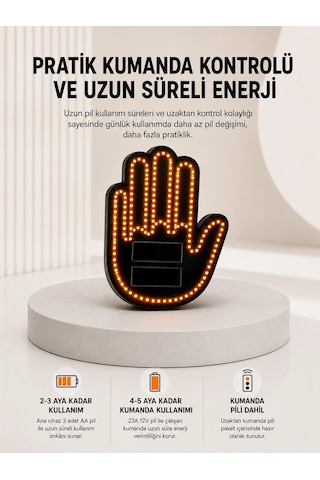Pilli Led Işık Araç Camı İçin Uzaktan Kumandalı El Simgesi Çok Renkli 96248001