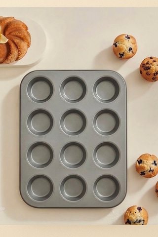 Cake Pro 12'li Kek Kalıbı, Bölmeli Muffin/cupcake Kek Kalıbı Siyah