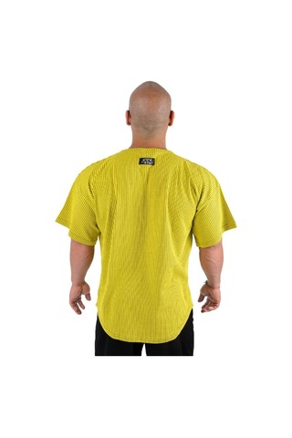 Full Power Gym Oversize Ragtop Spor Tişört Sarı Çizgili Sarı - Siyah