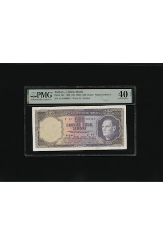 500 Tl Beşyüz Türk Lirası 1968 P 183 Pmg 40 Ççt S/n Z53 000402 / 5. Ems 4.tertip