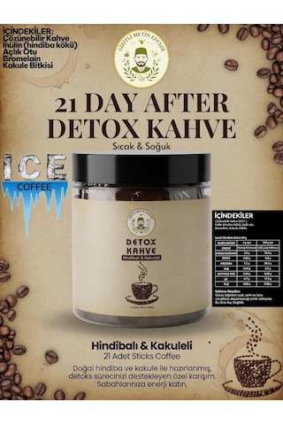 Giritli Metin Efendi Inülin Hindiba Bromelain Kakule Ve Açlık Otu Içeren Coffee 21 Day Detox Ice Kahve Çözünebilir