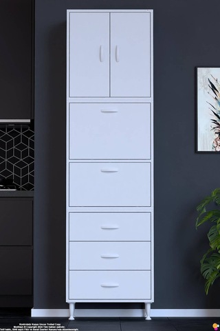 Ekin 65 Cm Bakliyat Dolabı Kahve Köşesi 3 Çekmeceli Çok Amaçlı Mutfak Kiler Banyo Dolabı Beyaz