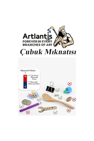 Çubuk Mıknatıs Deney Malzemesi 2 Adet Okul Projeleri İçin I Şekilli Çubuk Mıknatıs Kırmızı Mavi Boyalı
