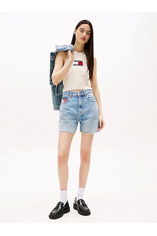 Tommy Jeans Tjw Rıb Racer Tank Kadın Beyaz Kazak Dw0dw20975ybl Beyaz