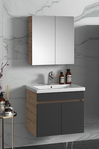 Çiğdem 65 Cm Atlantik Çam-Antrasit Gri Mat Mdf Seramik Lavabolu A Antrasit - Atlantik Çam