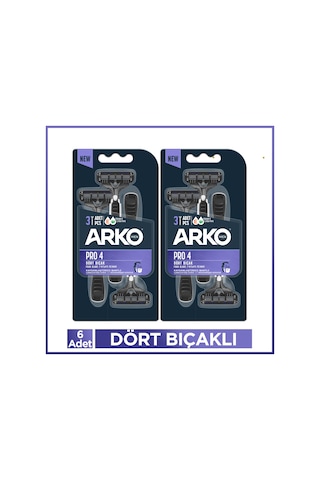 Arko Men Pro4 Dört Bıçaklı Tıraş Bıçağı 6 Adet