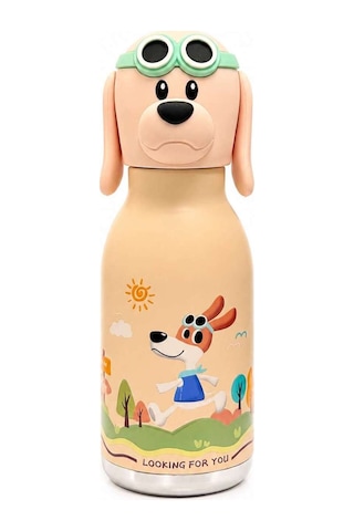 Koı Pembe Köpek 500 Ml Paslanmaz Çelik-pipetli Çocuk Termosu Ve Suluk Pembe Pembe