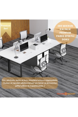 Technosmart 60 500cm Kendinden Yapışkanlı Parke Görünümlü Premium Zemin Duvar Kağıdı Dolap Kaplama Antrasit