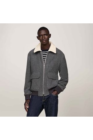Tommy Hilfiger Erkek Gri Yün Karışımlı Montmw0mw36610