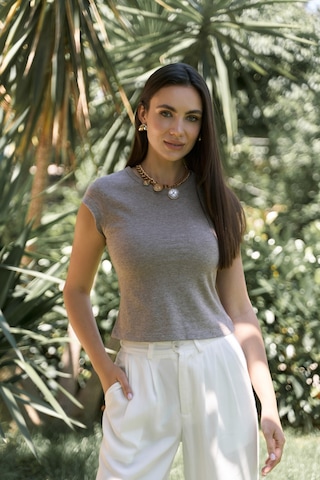 Bohemai Kensal Dar Kesim Vizon T-shirt Vizon