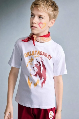 Defacto Galatasaray Kısa Kollu Pijama Üst Şort Pijama Alt 2li Pijama Takımı Erkek Çocuk H7511a826hswt34 Beyaz-wt34