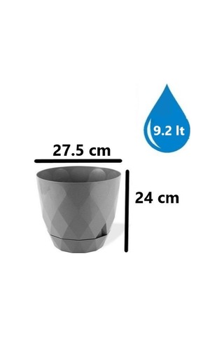 Omnipazar Krs-455 Yakamoz Tabaklı Plastik Saksı Takımı 9.2 Litre No 5 Gri