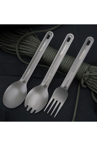 Taşınabilir Süper Hafif Titanyum Çatal Sofra Eşyası Dış Mekan Kamp Yürüyüş Piknik Diğer Gri