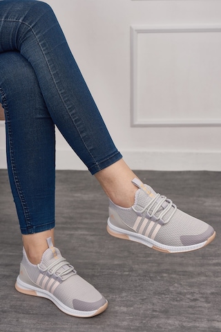 Günlük Unisex Sneaker Nefes Alabilen Triko Bağcıklı Hafif Yürüyüş Esnek Spor Ayakkabı 249 053 Buz- Pembe