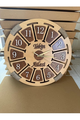 Kişiye Özel İsimli Ahşap Dekoratif Halatlı Duvar Saati