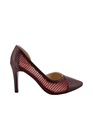 Hobby Ayakkabı Hobby 26757 Deri Stiletto Kadın Ayakkabı File Detaylı Bordo