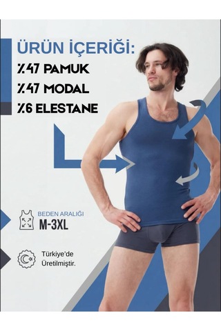 Mercan 6'lı Mavi Modal Atlet - Yumuşak Ve Konforlu, Hareket Özgürlüğü