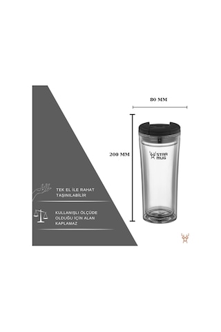Star Termos Star Mug 250 Ml Şeffaf Seri Piknik Kamp Outdoor Ofis Otel Kafe Okul Kampüs Şeffaf
