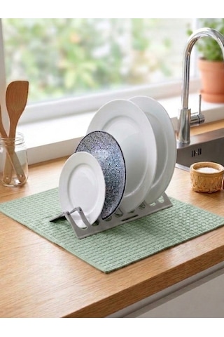 Mucit Home Ultra Emici Tabaklık Standlı Mikrofiber Bulaşık Altlığı Bezi Kurutma Matı 38 49 Cm Karışık