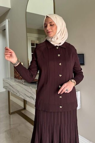 Rabia Şamlı Yonca Triko Takım Acı Kahve Çok Renkli