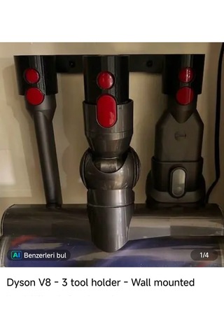 Dyson V8 Uyumlu 3'lü Aksesuar Tutucu Başlık Askı Aparatı - Duvar Organizeri