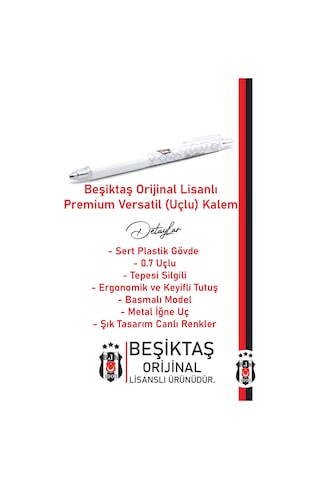 Beşiktaş Lisanslı Premium Versatil Uçlu Kalem 0.7 Kutulu