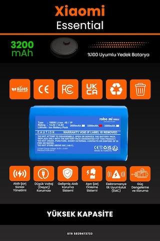Xiaomi Mop Essential Mjstg1 3200mah Robot Süpürge Bataryası