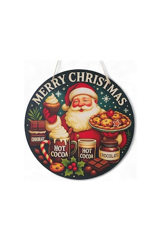 Noel Baba Kapı Ve Duvar Süsü Sıcak Çikolata 30x30