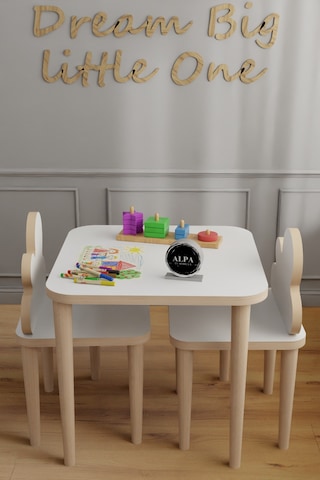 Alpa Ev Mobilya Bulut Tasarımlı Çocuk Masa Sandalye Takımı 2-5 Yaş Oyun Ve Aktivite Masası Beyaz