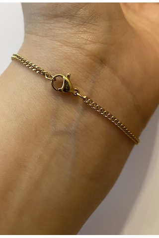 Erkek 2 Mm Zincir Çelik Bileklik Gold