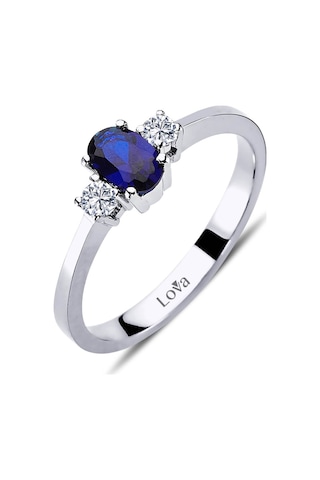 Lova Pırlantalı Oval Safir Yüzük - 1030161