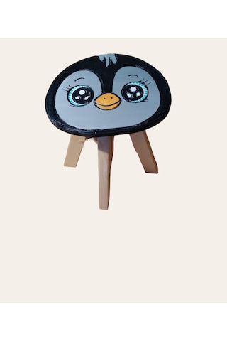 Pingu Ahşap El Yapımı Çocuk Taburesi