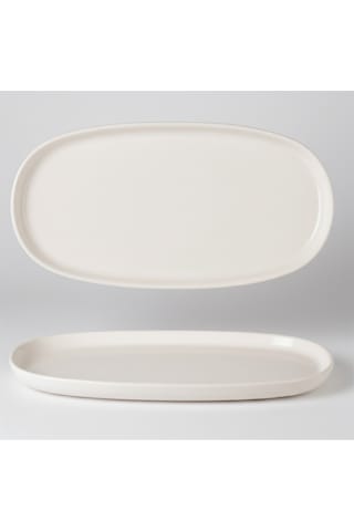6 Kişilik Nodric Kenar Oval Kayık Salata Tabağı 25cm Krem Rengi