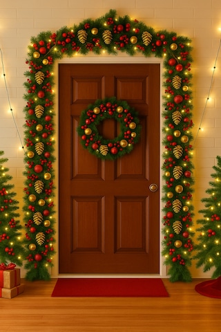 Waldern Premium 72 Parça Garland Handmade Yılbaşı Dekorasyon Seti 2.7m Garland+kokina+kozalak+top+led Işık 270 CM