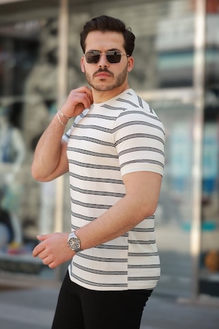 Efnaz Style Erkek Çizgili Kısa Kollu T-shirt P Siyah - Beyaz /p