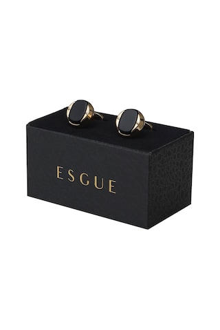 Esgue Gold Siyah Desenli Form Kol Düğmesi Gümüş