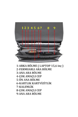 Deri Evrak Çantası Laptop Bölmeli 15.6 " İnç Siyah
